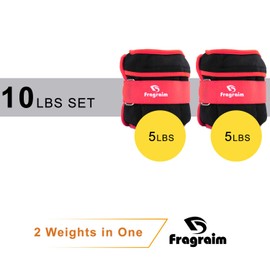 Fragraim Adjustable Ankle Weights 1-10 LBS Pair with Removable Weight for Jogging, Gymnastics, Aerobics, Physical Therapy, Resistance Training|Each 1-5 LBS, Total 10LBS, Red