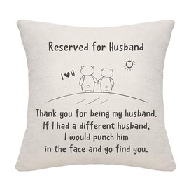 Bommex Funny Cartoon Cushion Covers Thank You For Being My Husband If I Had A Different Husband I Would Pouch Him In The Face And Go Find You Husband Birthday Valentine's (husband), HE724-747