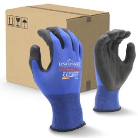 LINCONSON 6 Pack Flexible Spandex Knit With Nitrile Micro-Foam Palm Construction & Mechanics Safety Work Gloves