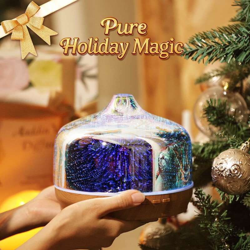 Porseme 500ml Essential Oil Diffuser 3D Glass Aromatherapy Ultrasonic Humidifier