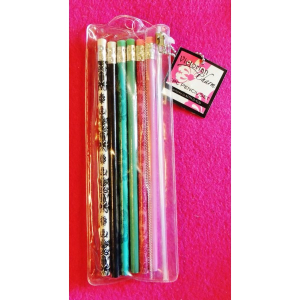 Victorian Charm 6pc Victorian Charm Traditional Wooden Pencil Set &