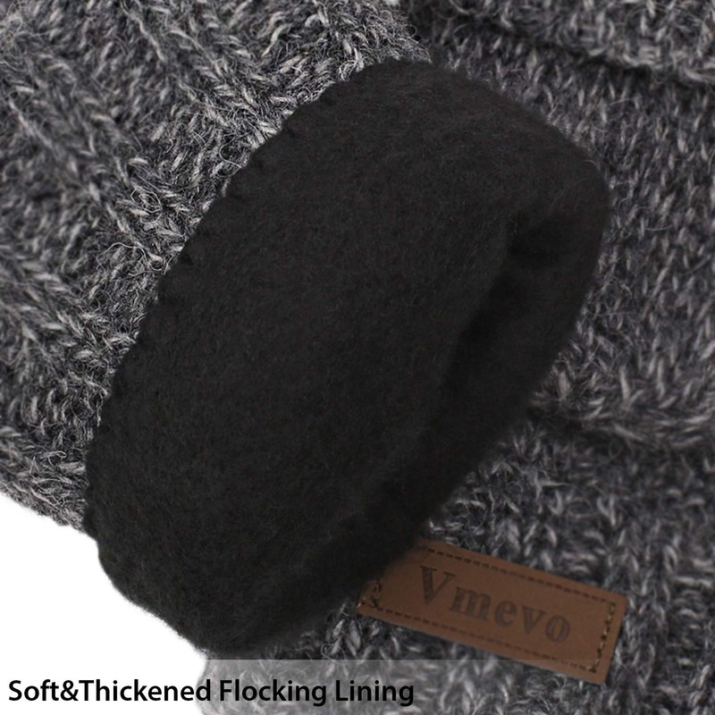 ViGrace Winter Knitted Convertible Fingerless Gloves Wool Mittens Warm Mitten