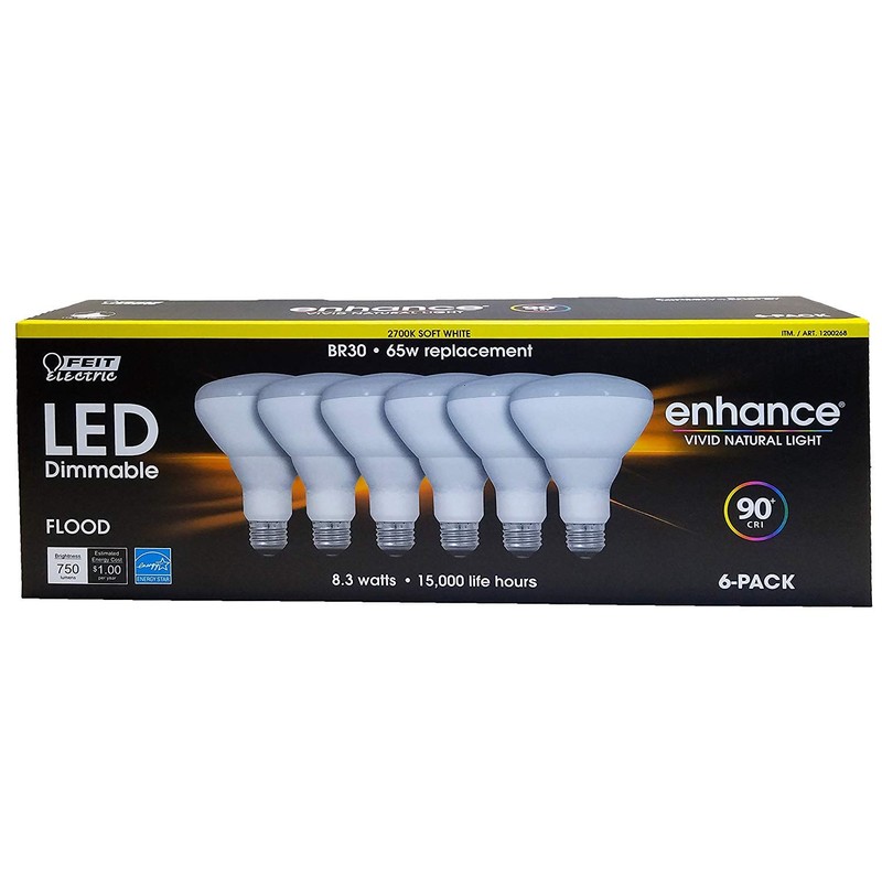 Feit Electric Dimmable Led BR 30 Flood 65W Soft White,