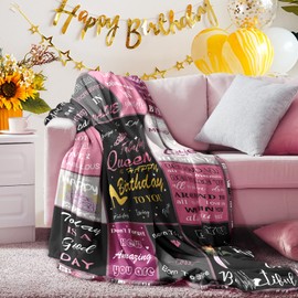 Happy Birthday Gifts for Women Girls Throw Blanket 60"X50", Birthday Queen Decorations for Women, Gifts for Women Birthday Unique, Womens Birthday Gift Ideas for Her Friend Mom Sister Grandma Wife
