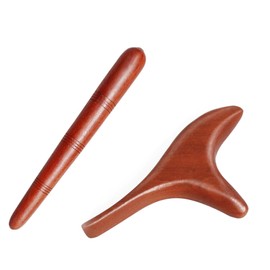 Massage Sticks, Set of 2, Ceramic Whistle & Stick Type, Press Poles, Foot Points, Soles, Shoulders, Neck, Back, Foot Soles, Natural Wood, Manual Massage Tool for Men and Women