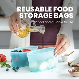 Swedish Home Reusable Storage Bags - Clean Lock Silicone Food Storage For Kitchen - Leak Proof Food Container – Cook And Freeze Friendly (Pack of 3)