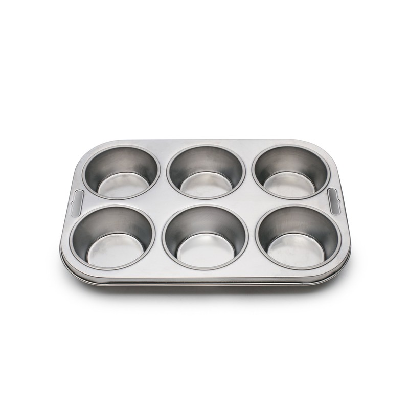 Fox Run 4867 Muffin Pan, 6 Cup, Stainless Steel