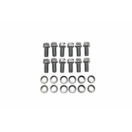 Pirate Mfg Chrome Header 6pt Head 12Pc Bolt Kit, Compatible with Chevy SBC V8 283-400 V6