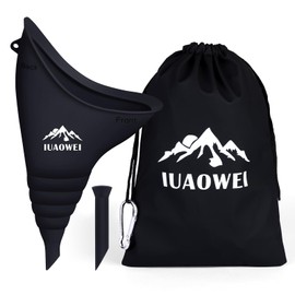 IUAOWEI Female Urination Device, Reusable Silicone Female Urinal, Pee Funnel for Women, for Travel, Camping, Boating, Outdoor, Hiking (Black)