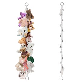 200 cm Hand-Woven Rope with 20 Clips, Cuddly Toy Storage, Cuddly Toy, Hammock, Cuddly Toy, Stuffed Toy Storage, Net for Cuddly Toys, Cuddly Corner, Room Decoration (Father) (White)