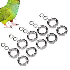 10Pcs Parrots Training Foot Rings, Metal Leg Rings Opening Clips Accessories Multiple Enduring and Practical with Simple Design Bird Supplies for Bird Cage