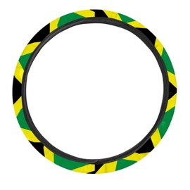 Suhoaziia Jamaican Flag Steering Wheel Cover Universal 15 Inch, Sweat Absorbent Anti-Dirty Automotive Steering Wheel Protectors