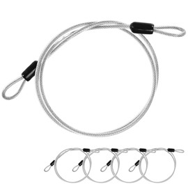 M METERXITY 5-Pack Security Cable Lock, 3FT 4mm PVC Coated Stainless Steel Luggage Lock Wire Rope with Double Loop for Travel/Gate/Bike, Cut-Resistant Braided Steel Cable [Transparent]