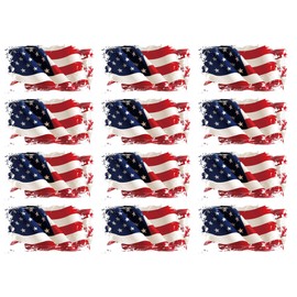 USA Flag Iron on Patches Heat Transfers Apppliques American Stickers Decals 12Pcs Patriotic Uniform Vest Jacket T-Shirt Backpack Hat Clothing DIY Decorations Appliques (USA Flag)