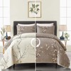 3 Pieces Floral Quilt Set Queen Size Tan Branch Pattern