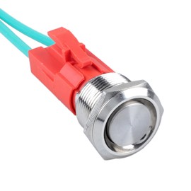 DMWD 19mm Heavy Duty Latching Metal Push Button Switch Waterproof Anti-Vandal Large Current 20Amp 12V 24V 110V ON-Off 1NO 2 Pins with Pre-Wired Socket for 3/4" Mounting Hole Without LED