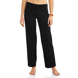 Athletic Works Women's Relaxed Fit Dri-More Core Cotton Blend Yoga Pants, Black, S