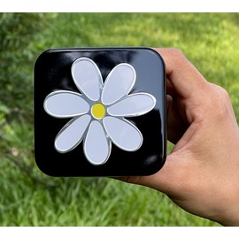 Trailer Hitch Cover Plug Insert (Fits 2" Receivers, White Chamomile Flower)