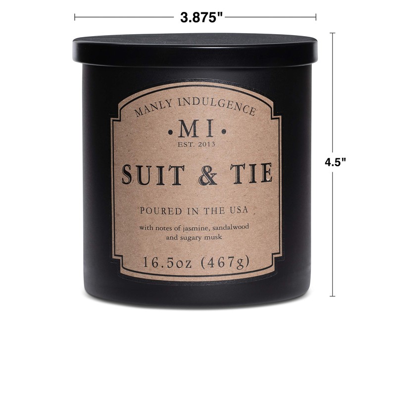 Manly Indulgence Suit & Tie Scented Jar Candle, Medium, Black