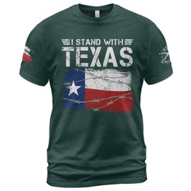 Yupify I Stand with Texas Shirts for Men, Texas Flag Tshirt, Flag USA State of Texas T-Shirt, USA Flag Shirt 6 (Forest-Green-M)