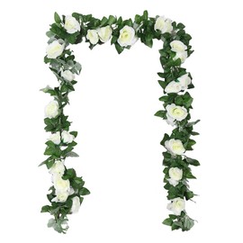TheStriven Pack of 2 Artificial Flower Garlands, Fake Rose Vines, Artificial Silk Flowers, for Home Wall, Wedding Arch Decor, 240 cm, 16 Flowers