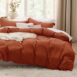 Bedsure Terracotta Duvet Cover King Size - 3 Pieces Prewashed Extra Soft Bedding Set, Includes 1 Duvet Cover 104x90 Inches with Zipper Closure & 2 Pillow Shams, Comforter Not Included
