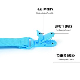 4 PCS Anti Lost Mitten Clips for Kids, Elastic Straps Mitten Clips Toddler, Glove Clips Kids for Hat, Bed Sheet (Black+Blue)