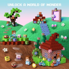 GobiDex Magnetic Blocks Building Toys for Kids Age 3+, Game-Based Build MagWonder with 100PCS 1″ Magnet Blocks, STEM Sensory Gifts for Easter Birthday