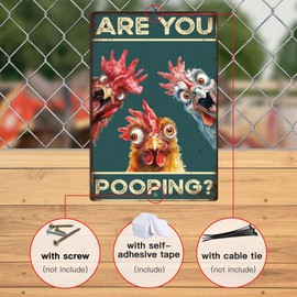 Putuo Decor Chicken Are You Pooping Wall Decor Sign for Bathroom Wall Decor Funny Metal Tin Sign Funny Signs With Saying For Bathroom Toilet 8 X 12 Inches