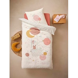 Vertbaudet Children's Bed Linen Set with Recycled Cotton Oeko-Tex White Printed 140 x 150 cm 63 x 63 cm