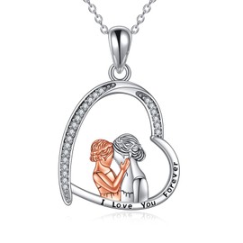 YAFEINI Mother and Daughter Necklace 925 Sterling Silver Mum Necklace Pendant Jewellery Gifts for Women Mum (mother and daughter 8)