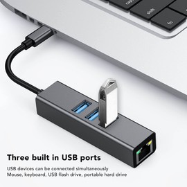 USB C to Ethernet Adapter Fast Data Transfer USB3.0 to Megabit RJ45 Hub Network Adapter for Tablets, Phones, Computers, Notebooks