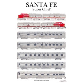 Santa Fe Super Chief 11"x17" Railroad Poster by Andy Fletcher signed