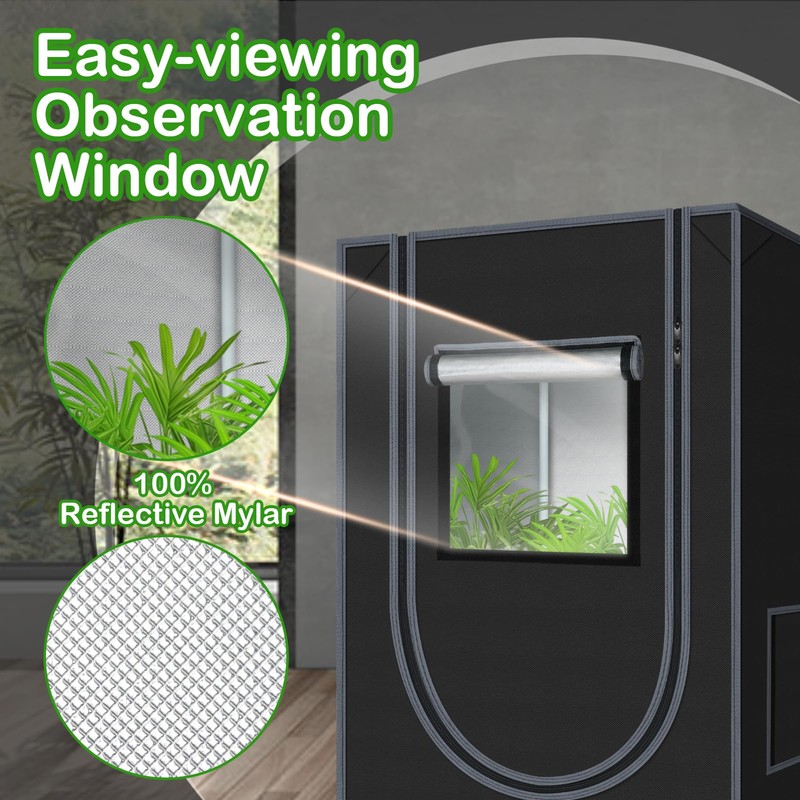 24"x24"x55" Grow Tent for Indoor Plants 600D Mylar Hydroponic High