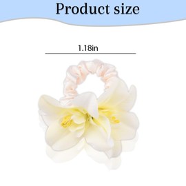 Flower Hair Ties Floral Elastics Rubber Bands Flowers Hair Ribbons Scrunchies Ring Ponytail Holders Decorative Accessories for Women White Elastics Floral Hairband Christmas Gifts