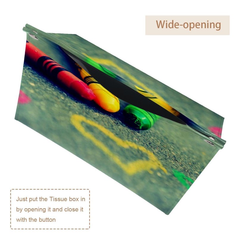 2 Pack Tissue Box Cover Holder, Rainbow Crayon Love Heart