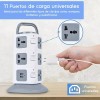 Total Supplier Multicontacto Universal Torre Regleta 11 Puertos 2 Usb