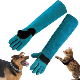 Bite Resistant Protective Gloves 60 cm Cowhide Anti-Bite Work Gloves for Animals, Gardening & Welding - Thorn-Resistant & Cut-resistant Gloves for Dogs, Cats, Snakes (Men & Women)