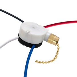 Zing Ear ZE-208S 3 Speed 4 Wire Fan Switch - Pull Chain Speed Control Switch for Ceiling Fans, Wall Lamps, Cabinet Light - Brass 1PCS