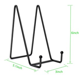 Ajuwaa 4 Pack Plate Stands for Display, 6 Inch Black Iron Easel Plate Holder Display Stands Metal Frame Holder Stands for Picture, Decorative Plates Photo Holder Stand