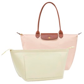 SMART DK Purse Organizer Insert for Longchamp Le Pliage Handbag Insert (Beige (zipper), Medium)