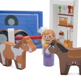 jumini Wooden Farm Vehicles – Eco-Friendly FSC Wood | Non-Toxic Paint | Montessori-Inspired Farm Toy | Perfect for Imaginative Play & Skill Development (Jeep / Horse Trailer)