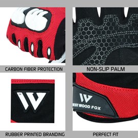 WESTWOOD FOX Motorbike gloves for men and women,Breathable, Touchscreen, Palm Pads motorcycle gloves for BMX,Cycling, ATV,MTB Racing,Road Racing,climbing,Hiking,and outdoor activities (Red, S)