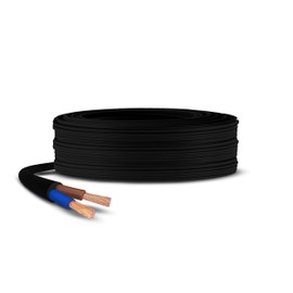 Primes DIY 2 Core Round Black Flex Flexible Cable, stranded electrical copper wire, Insulated Flexible PVC Wire, Stranded Wire High Temperature Resistance, 3182Y BASEC Approved 0.75mm(3 Meter)