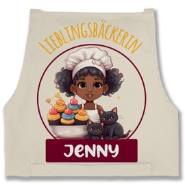 Geschenk mit Namen personalisiert by Shirtracer - Apron - Baking Apron Ladies Women - Favourite Baker with Name, 04 natural white