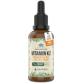 Naturalie® Premium Vitamin K2 Drops High Dose 25 μg per Drop (200 µg Daily Dose) Brand Raw Material K2VITAL® MK7 with 99% All Trans Isomers 50 ml Approx. 1500 Drops Laboratory Tested