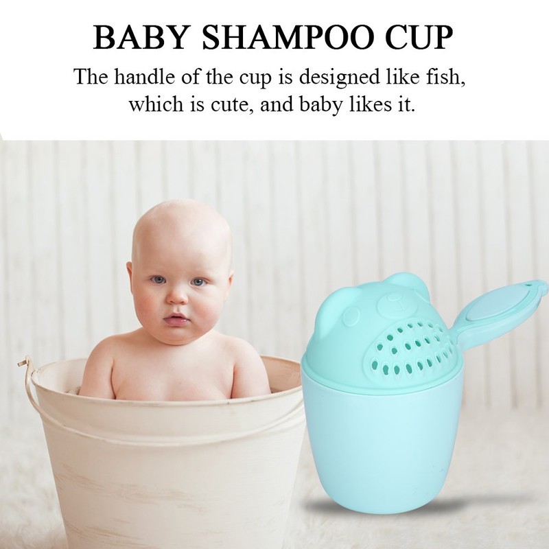 Baby Shampoo Cup Cute Kid Wash Hair Bathing Flusher Eye(/8.27x4.21x5.91in)(Green)