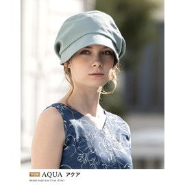 Loo&c Women's Large Size Hat, Cotton, Linen, Atre Casket, Wide Brim, Cooling Sensation, UV Protection, Full Light Blocking, UV Protection, Spring and Summer, blue (aqua), M