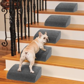 5 Pack 40D Density Foam Dog Ramp for Stairs Suits for Small Dogs Cats, Pet Steps Stairs for Staircase Stairs with Anti-Slip Bottom and Self-Sticky Pads to Fix Grey
