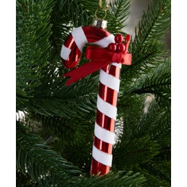 BRUBAKER Candy Cane Red White Glass Christmas Bauble - Hand-Painted and Mouth-Blown - Funny Christmas Tree Decoration - Christmas Tree Bauble Figures Christmas Decoration Pendant - Decorative Tree